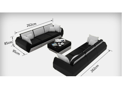 Divano in pelle Angolo salotto 3+3 posti Set di divani Design moderno.