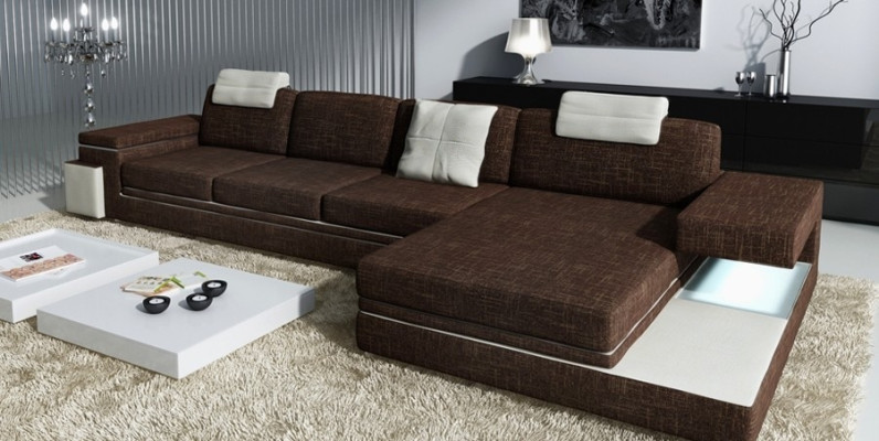 Divano in pelle con design - Divano - Poltrona - Salotto - Composizione per il soggiorno - Set da angolo - Angolo
