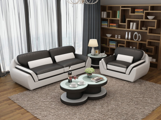 Divano in pelle Sofa Set da 3 + 1 posti Suite Design Moderno Nuovo Divano