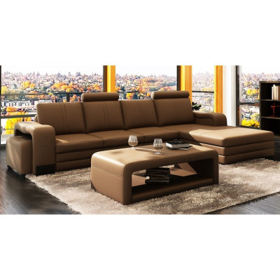 Esclusivo divano d'angolo in pelle. Design elegante per un'eleganza senza tempo.