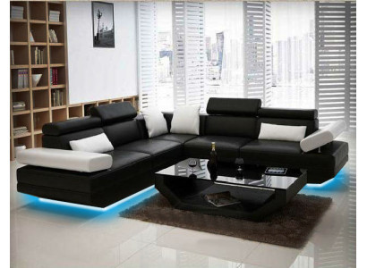 Soggiorno Divano ad angolo con USB in pelle AlfredB