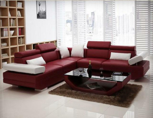 Soggiorno Divano ad angolo con USB in pelle AlfredB