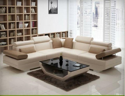 Soggiorno Divano ad angolo con USB in pelle AlfredB