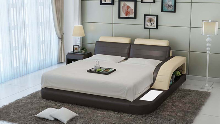 Design di letti imbottiti di lusso in pelle moderni per camere da letto da 140/160/180 cm.