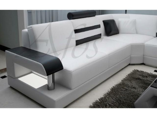 Soggiorno Divano angolare Divano Divano Set Paesaggio in pelle Nuovo - 2723B