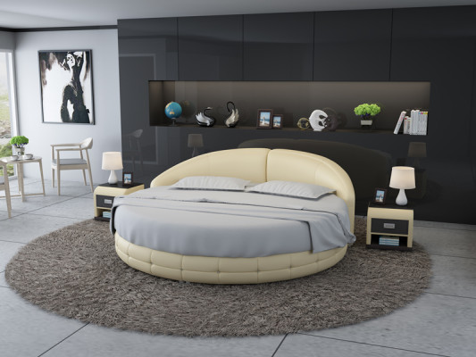 Letto rotondo Design Letto Letto imbottito Designer Letto imbottito Tondo XXL di lusso King Size.