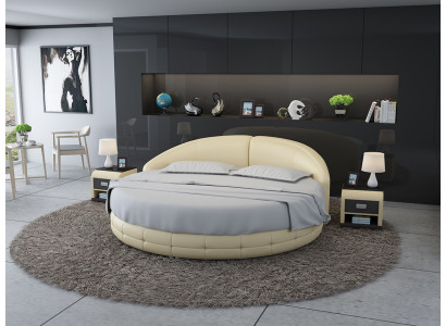 Letto rotondo Design Letto Letto imbottito Designer Letto imbottito Tondo XXL di lusso King Size.