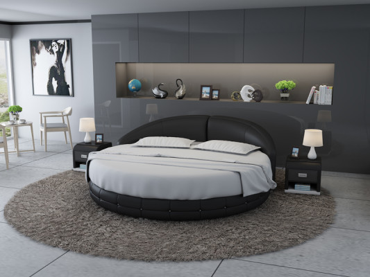 Letto rotondo Design Letto Letto imbottito Designer Letto imbottito Tondo XXL di lusso King Size.