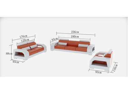 Divano in pelle Divano angolare Composizione 3+2+1 posti Set di divani Design Moderno Divano G8001D