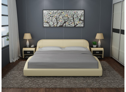 Design letto in pelle di lusso, letti imbottiti matrimoniali moderni 140/160/180 cm.