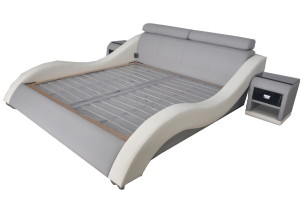 Design in pelle di lusso doppio letto per hotel, letti imbottiti moderni multifunzionali.