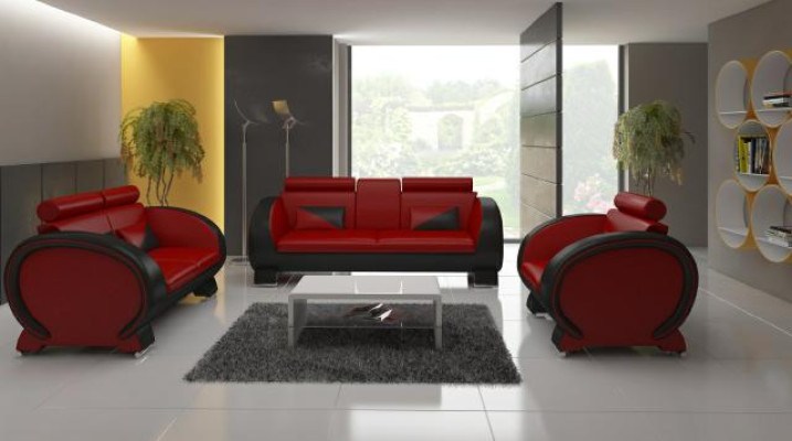 Divano in pelle Divano + USB Divano a 3 posti Divano relax con funzione bar Set di design