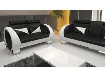 Divano in pelle + Divano USB con funzione bar, set di design, divano a 3 posti, chaise longue relax.