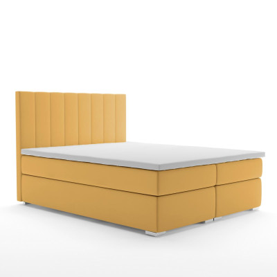 Set completo di letti matrimoniali boxspring per hotel con materasso e topper con funzione letto.