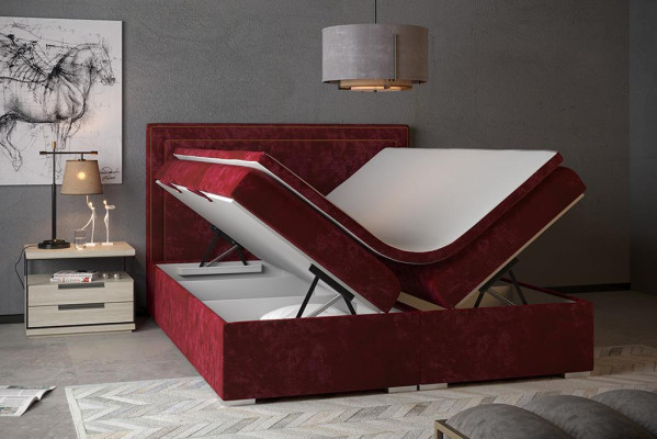 Letto boxspring doppio di lusso per hotel con funzione cassetto per biancheria da letto 180x200cm