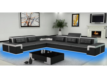 Moderno divano ad angolo in pelle design divano set soggiorno