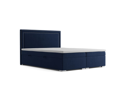 Letto a molle matrimoniale dell'hotel design di lusso con funzione di cassetto imbottito blu nuovo.