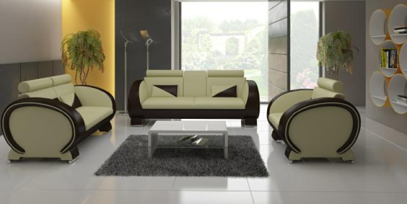 Divano in pelle con funzione bar, divano di design, divano a 3 posti relax.