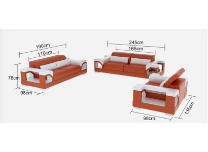 Divano in pelle Divano Salotto Set divano 3+2+1 posti Design moderno Sofa