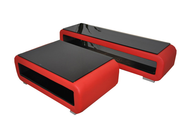 Tavolino design in pelle imbottita in vetro moderno Tavolo CT9010 + RTV TS1010 + USB