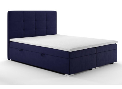 Letto boxspring blu doppio di lusso per hotel con funzione di cuccetta imbottita nuova