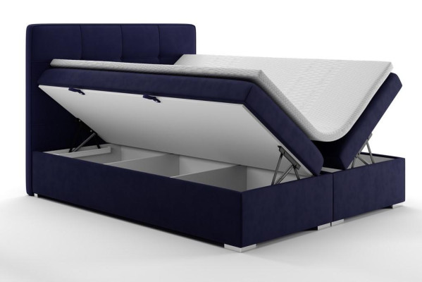 Letto boxspring blu doppio di lusso per hotel con funzione di cuccetta imbottita nuova