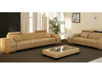 Divano in pelle Set Divani 3+2+1 Divano in pelle Imbottito Seduta Designer Set JarksonS