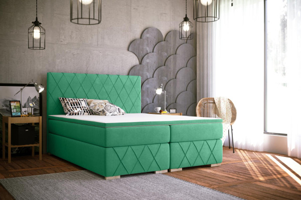 Letto boxspring completo con materasso e topper, lusso imbottito tessile letti.