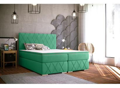 Letto boxspring completo con materasso e topper, lusso imbottito tessile letti.