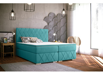 Set completo materasso & topper Boxspring letto di lusso imbottito 140x200cm.