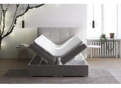 Letto boxspring doppio hotel in velluto tessuto di lusso con funzione di contenitore per letti imbottiti