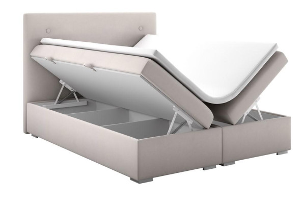 Letto Boxspring con funzione di contenitore, set completo per hotel doppio, topper, materasso, letti