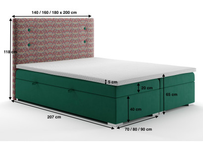 Letto Boxspring Funzione Hotel Matrimoniale Completo Set Topper Materasso Letti Scatola