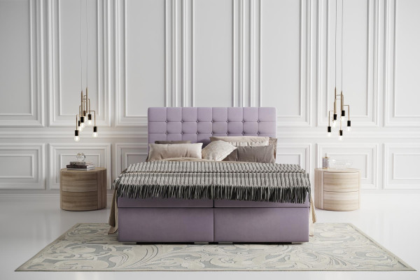 Set completo di materasso e topper letto boxspring pink imbottito 180x200cm.