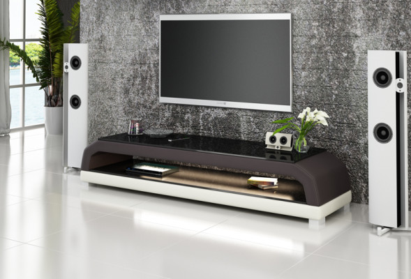 RTV mobile TV in pelle, vetro, tavolo, mobile TV, decorazione, designer.