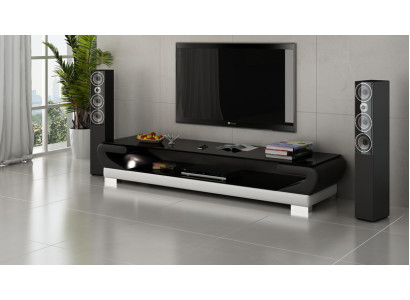 Mobile TV in pelle e vetro, tavolo decorativo per TV, tavolo scrivania, tavolo designer