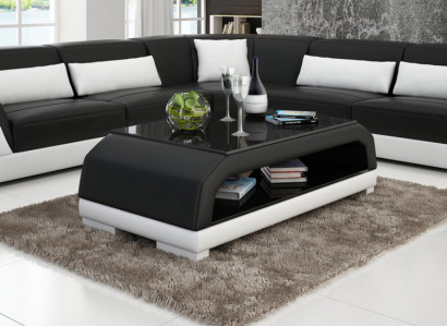 Tavolino design imbottito in pelle e vetro moderno Tavoli 6108