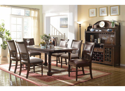 Set da pranzo Tavolo da pranzo 6 sedie Credenza Tavoli Design in legno Gruppo di arredamento a 9 pezzi