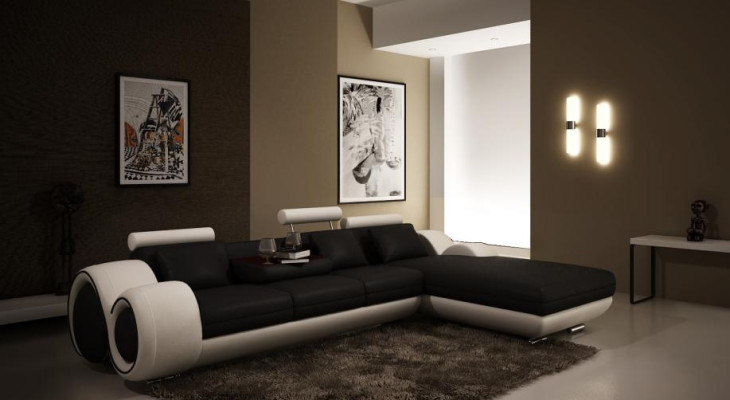 Design brevettato divano angolare divano divano imbottito in pelle angolo BERLIN2 paesaggio domestico