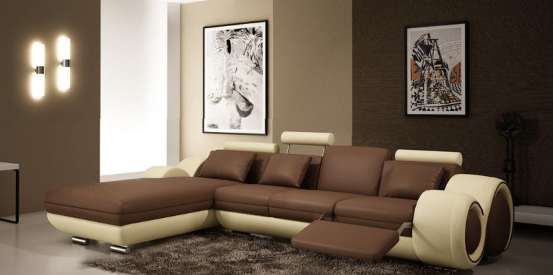 Elegante abitazioni - Divano d'angolo di lusso perfetto in forma di L per il soggiorno.