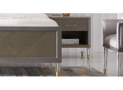 Letto 2x Comodino 3 pezzi. Set Camera da letto Design Decorazione Moderno Lusso Letti
