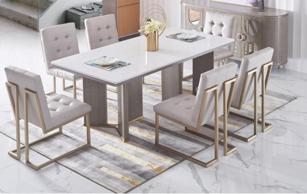 Set completo di sala da pranzo, set di sala da pranzo 6 sedie con schienale.