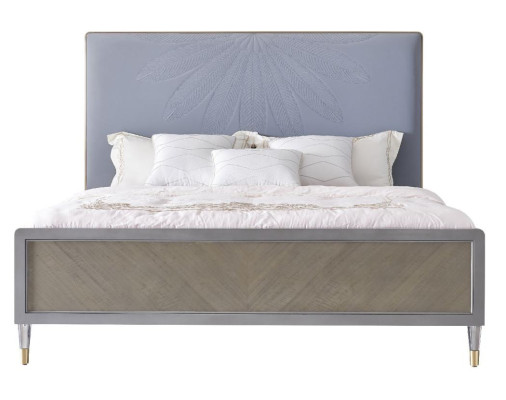 Letto in pelle matrimoniale Grigio 180x200 Letti Imbottiti di lusso Matrimoniale