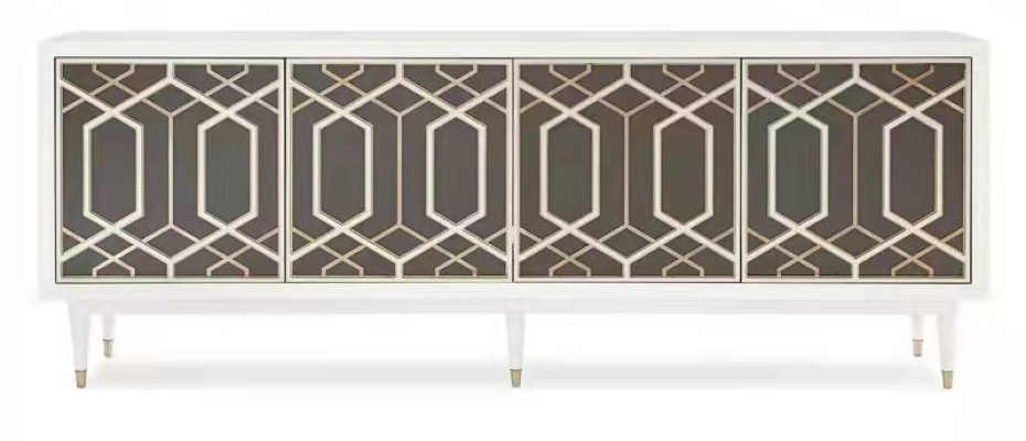 Mobili di design di lusso, comodini, tavolino basso, credenza, armadi moderni in legno.