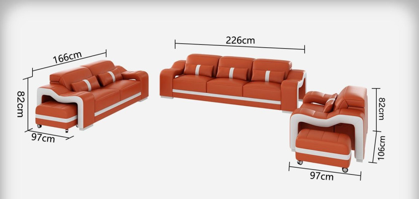 Set di divani moderni con divano posti a sedere 3+1+1, nuovo completo per il soggiorno.