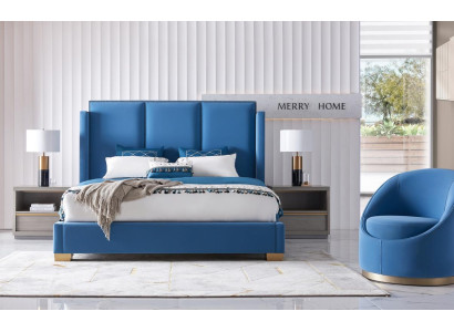 Blu Royal letto matrimoniale camera da letto tessile 180x200 lusso hotel