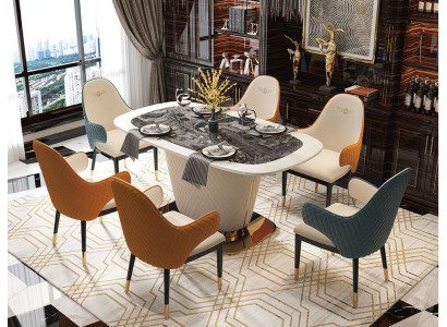 Tavolo da pranzo in pelle e pietra di design Tavoli da pranzo moderni mobili 160x90 Tavoli  Tavolo da pranzo in pelle e pietra di design. Moderni mobili da tavolo 160x90.
