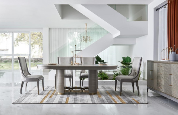 Tavolo da pranzo di lusso in legno design 221x95cm per sala da pranzo.