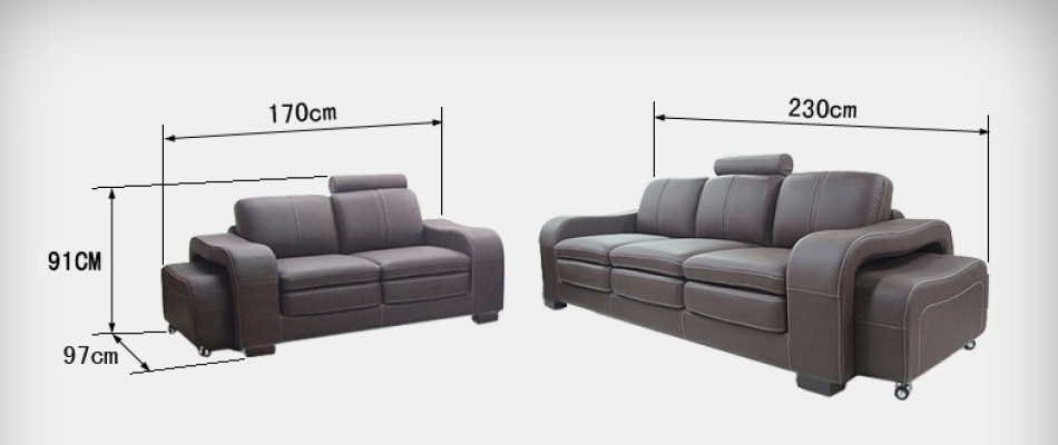 Divano in pelle, divano di design con zona living, set moderno composto da divano a 3 posti, a 2 posti e poltrona A1112.