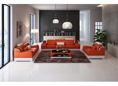 Design Set di divani in pelle moderni con 3 posti e 2 posti.